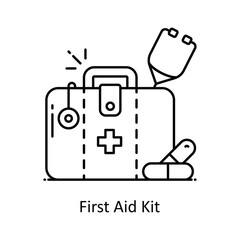 First Aid Kit vector outline icon style illustration. Symbol on White background EPS 10 File
