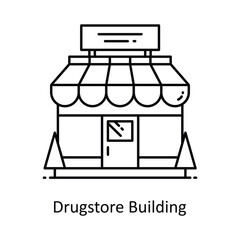 Drugstore Building vector outline icon style illustration. Symbol on White background EPS 10 File