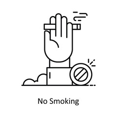 No Smoking vector outline icon style illustration. Symbol on White background EPS 10 File