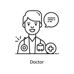 Doctor vector outline icon style illustration. Symbol on White background EPS 10 File