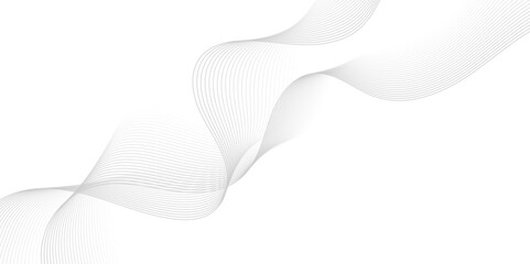 Gray and white abstract background with flowing particles. Digital future technology concept. Abstract white paper wave background and abstract gradient and white wave curve lines.	
