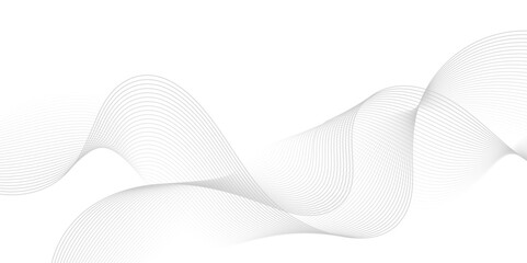 Gray and white abstract background with flowing particles. Digital future technology concept. Abstract white paper wave background and abstract gradient and white wave curve lines.	