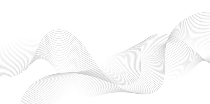 Gray and white abstract background with flowing particles. Digital future technology concept. Abstract white paper wave background and abstract gradient and white wave curve lines.	