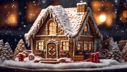 Gingerbread House - Christmas Food, Festive Bakery, Sweets On Xmas Night, Dessert For Santa