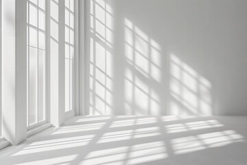 Obraz premium Empty white room with window and white floor