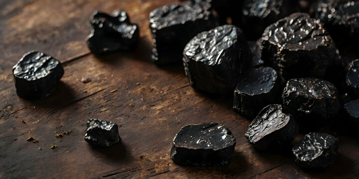a table scattered with shilajit pieces