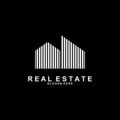 Minimalist real estate logo. Modern house real estate logo design. Flat Vector Logo Design Template Elements for Realestate Construction Architecture Building Logo.