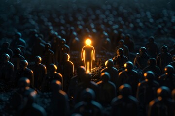 People in field, candle center