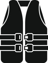 Vector illustration of a black life vest icon, isolated on a white background, representing safety equipment