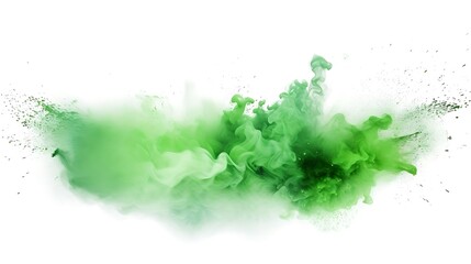 abstract powder splatted background,Freeze motion of green powder exploding/throwing green, Abstract emerald dust explosion on white background 