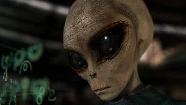 Alien looking at an interface