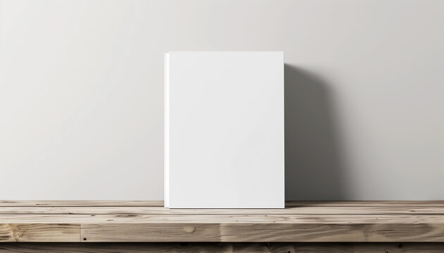 Blank book cover mockup standing on a shelf
