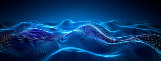 Abstract blue background with light waves in the copy space.