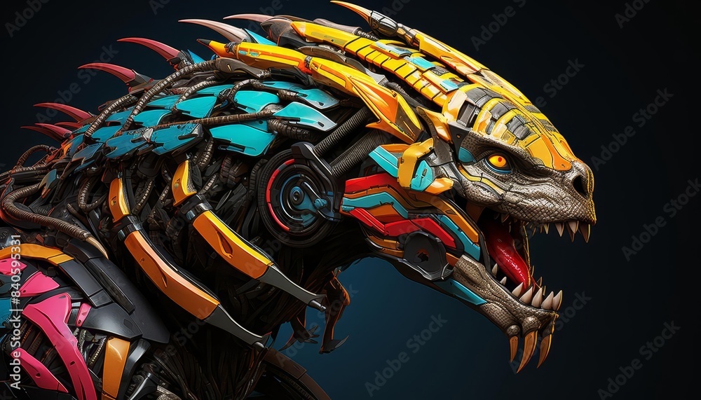 Wall mural Predator technology flat design side view advanced theme animation Triadic color scheme