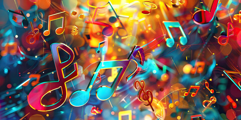 Obraz premium Price Slash Symphony: Abstract musical composition with notes and instruments symbolizing discounts and savings