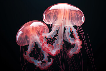 a jellyfish with red tentacles