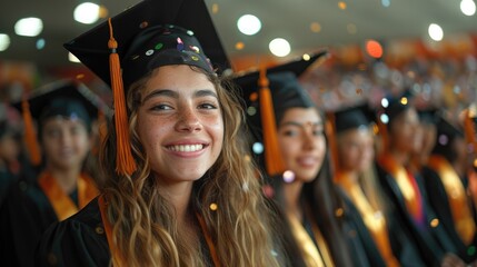 students participate on graduation ceremony indoor.