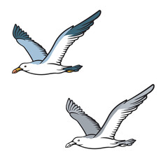 seagull drawing with line art style. simple design outline style. you can change color you want. easy to edit. vector illustrations