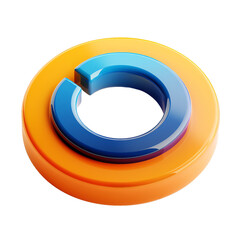 3D circular logo with an orange outer ring and a blue inner ring, isolated on a white background.