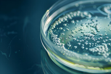 Close-up of Bubbles in a Petri Dish