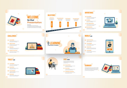 Online E-learning Education Courses Presentation Template