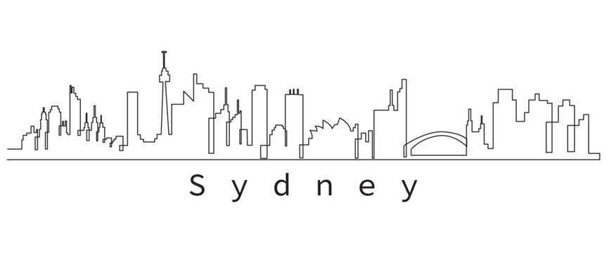 line art Sidney architecture line skyline illustration. Linear vector cityscape with famous landmarks, city sights, design vector illustration.