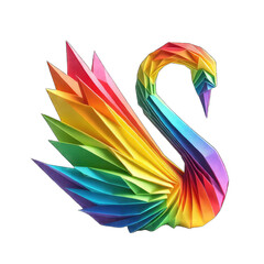 Generative AI Cool Rainbow Animal Swans Origami, Swan origami, Cool swans origami, cute origami, rainbow bright color of animal origami, cool simple animal origami, cool goose animal origami, origami