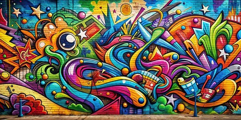 Hand drawn abstract graffiti background with vibrant colors , graffiti, artistic, street art, urban, colorful, paint, spray paint, texture, expression, funky, vibrant, design, wall, tag