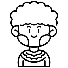 African Boy Line Icon