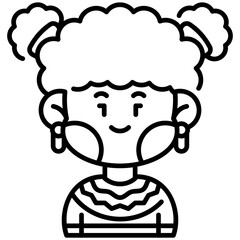 African Girl Line Icon