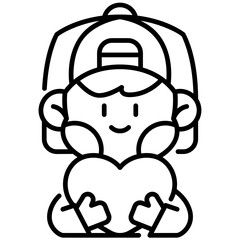 Boy With Love Line Icon