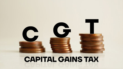 Capital gains tax CGT is shown using the text