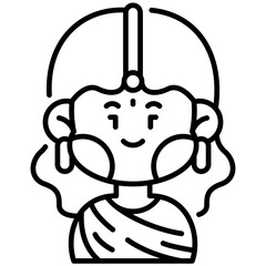 Indian Girl Line Icon