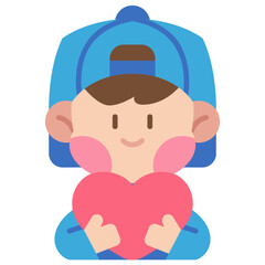 Boy With Love Flat color Icon