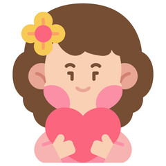 Girl With Love Flat color Icon