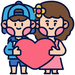 Boy and Girl Filled Line Icon