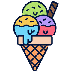 Ice Cream Filled Line Icon