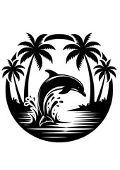 Obraz premium Beach SVG, Beach life SVG, Rest SVG, Ocean SVG, Palm Tree SVG, Beach Scene SVG, Beach Scene Silhouette, Vector, Clipart, Cut file for Cricut SVG, JPG, PNG