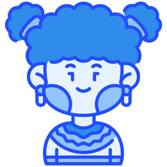 African Girl Blue Color Icon