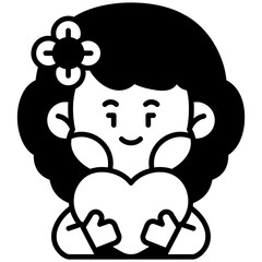 Girl With Love Black Fill icon