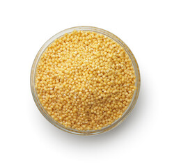 Uncooked  millet grains in glass bowl