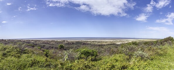 Panoramic picture of the dune landscape and beach near the Dutch vacation resort of Ouddorp