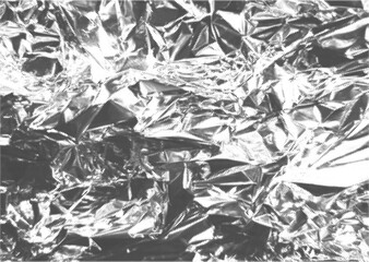 Halftone crumpled aluminium foil vector texture with a transparent background