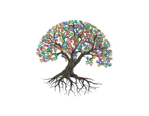 A rainbow tree abstract  mutlicolor of leaves concept design 