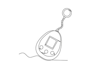 Continuous one line drawing of Tamagotchi. Modern continuous line draw design graphic vector illustration
