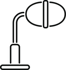 Simplified black line icon of a contemporary led desk lamp