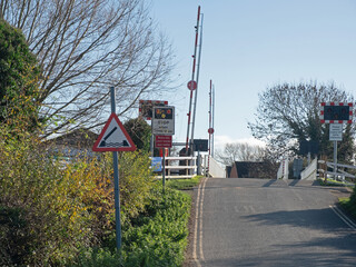 Road signage on the approach to a canal swing bridge in UK