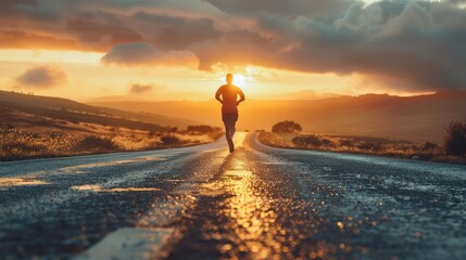 Marathon runner pushing through final miles