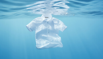 A white shirt is floating in the water