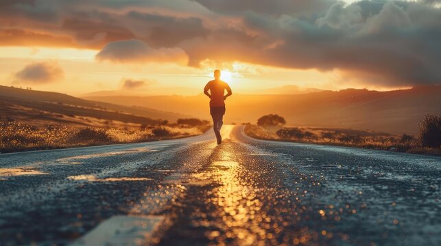 Marathon runner pushing through final miles